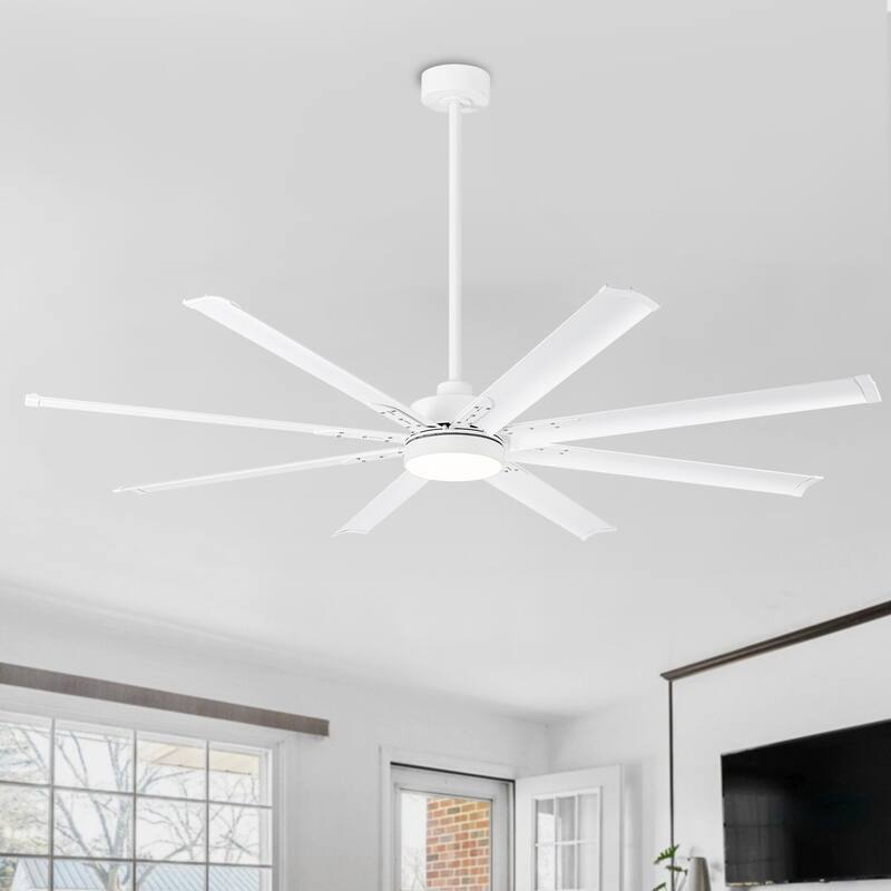 72-in Integrated LED Indoor Ceiling Fan with Light and Remote (8- Aluminum Blade) - White - Remote