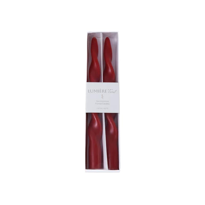Lumière Twist Formal Taper Candles, Set of 12 - Holiday Table Décor