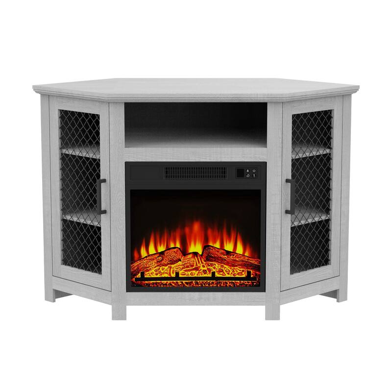 45" Industrial Corner Electric Fireplace TV Stands Console Table with 17'' Electric Fireplace