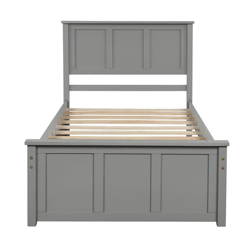 Twin Size Platform Storage Bed with 2 Drawers, Gray