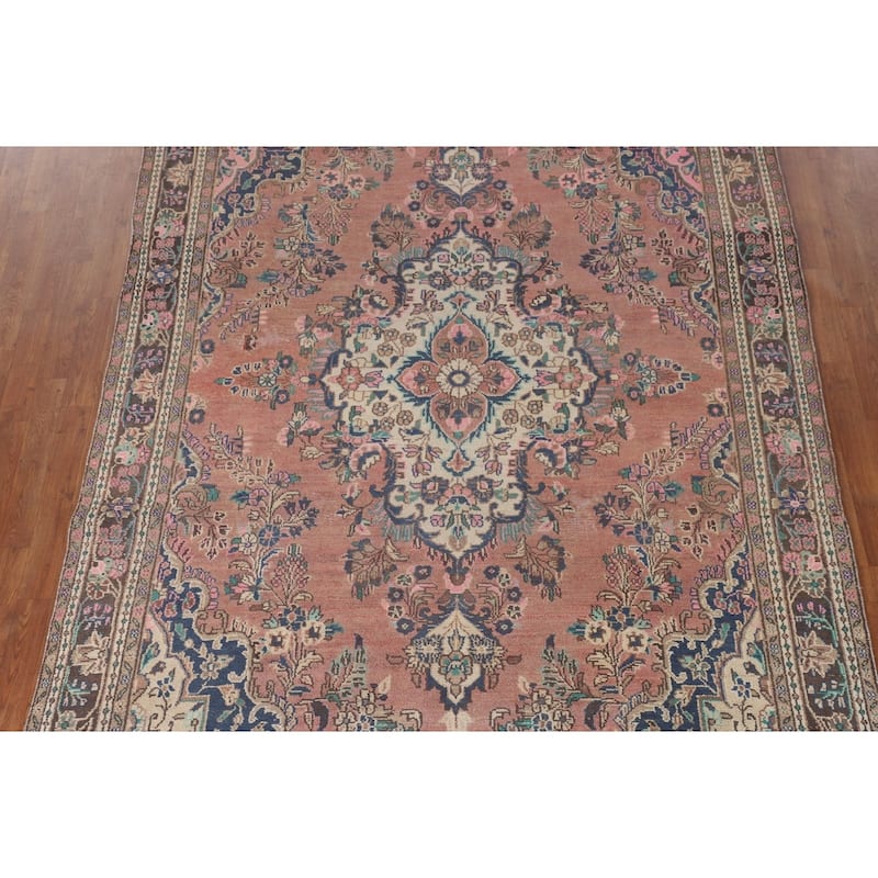 Hamedan Persian Vintage Rug Hand-Knotted Wool Carpet - 6'9"x 10'0"