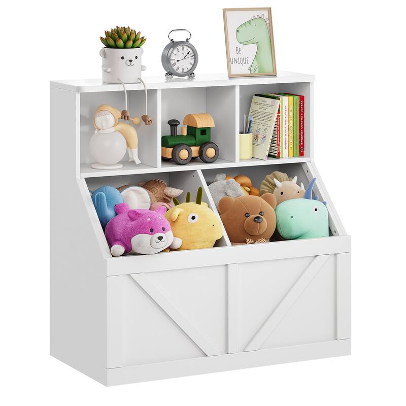 Kids Bookshelf and Toy Storage for Playroom, Bedroom