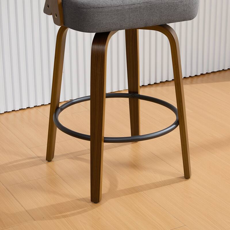 Mid-Century Upholstered Swivel Bar Stool/ Counter Stools with Curved Back - 37.5"H x 20.9"W x 19.9"D