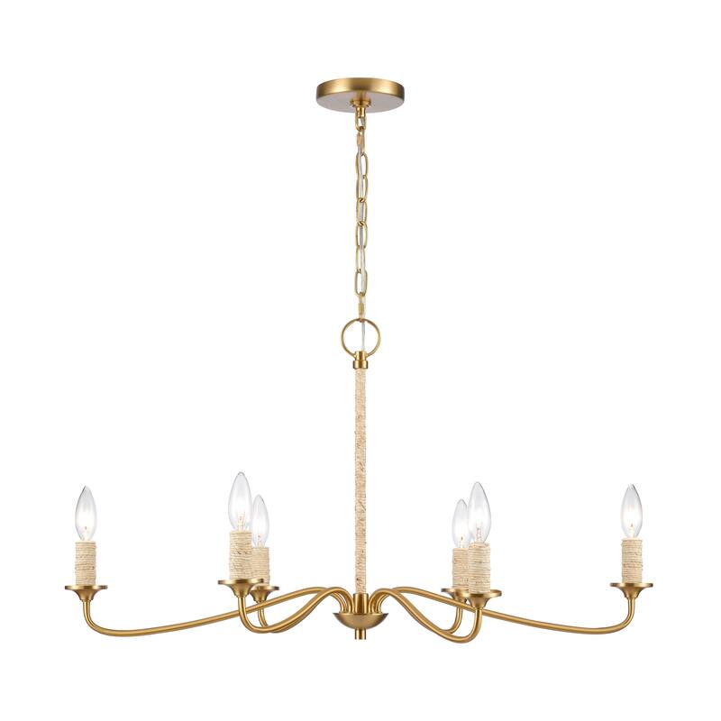 Elk Home Abaca Brushed Gold Finish 6 Light Chandelier
