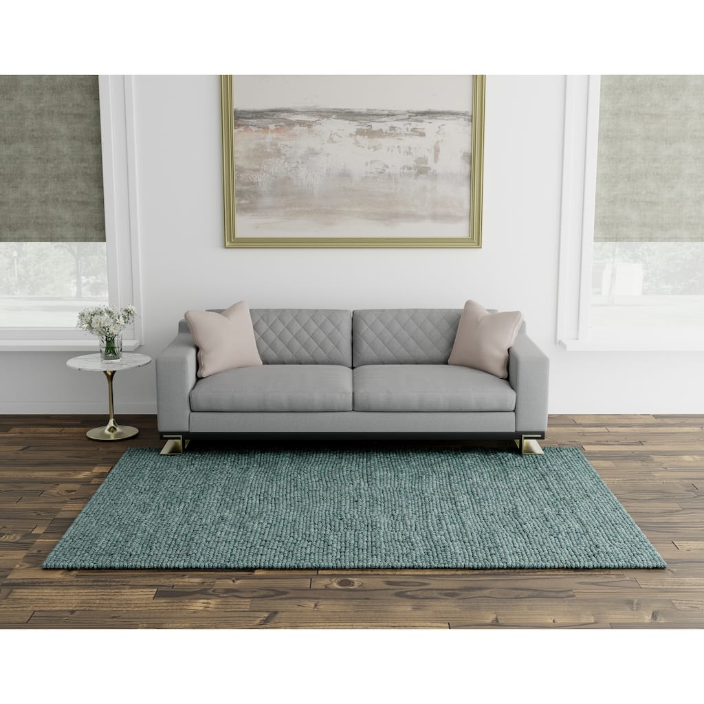 Domani Clouds Contemporary Hand-Knotted Seafoam Heathered Rug