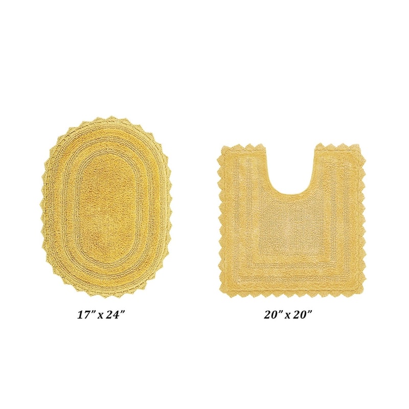 Better Trends Oval Bath Rugs Set 100% Cotton Soft & Water Absorbent Tufted Bathroom Rug for Shower, Sink Bath Mats Lilly Crochet
