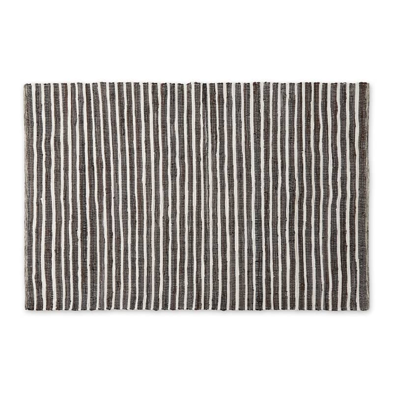 Stonewash Blue Slim Stripe Cotton Chindi Rug 2Ft 3Inx6Ft
