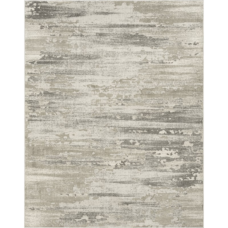 N Natori Serengeti Stroke Natural/White Abstract Area Rug