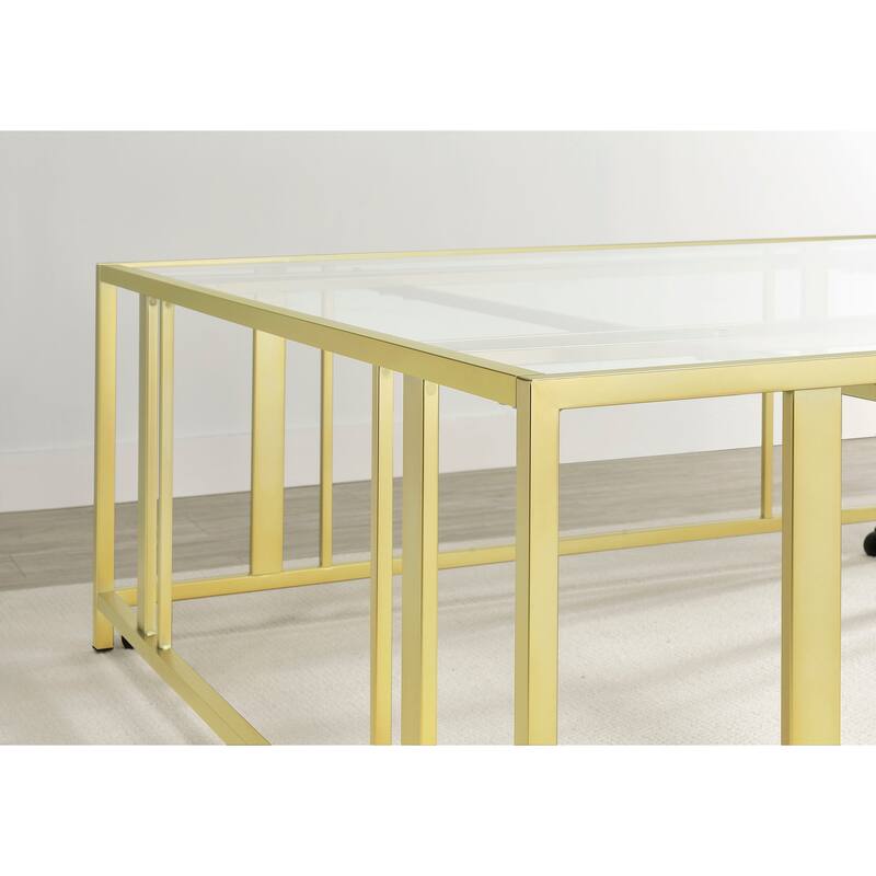 Adri Rectangular Glass Top Metal Frame Coffee Table