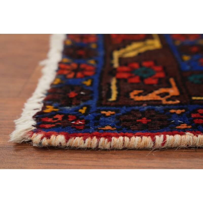 Hand Knotted Oriental 100% Wool Carpet Traditional Geometric Oranges & Rust Heriz Runner Rug - 14' 9'' X 3' 0''