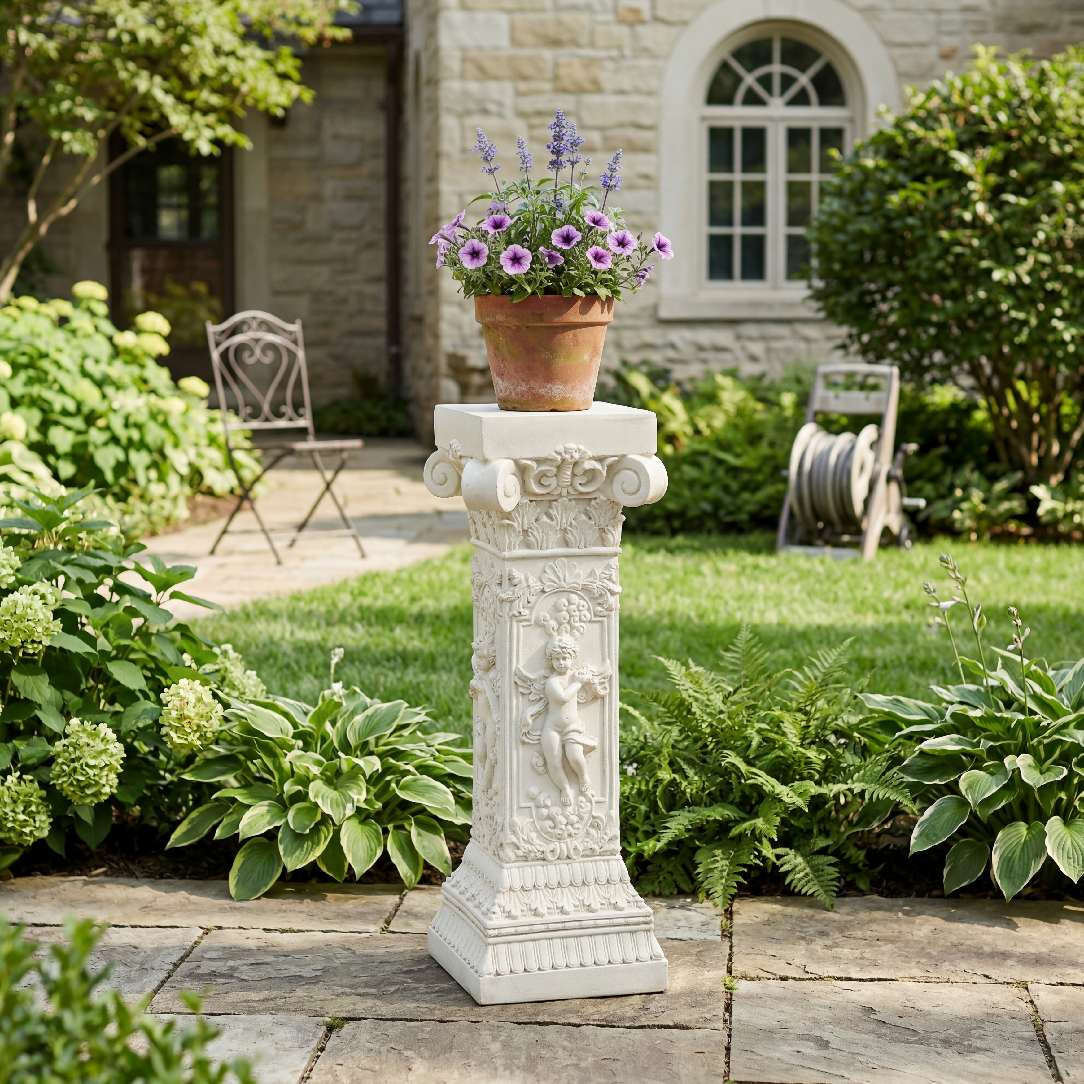 Christopher Knight Home - European Style Lightweight Concrete Pedestal Column Plant Stand Handcrafted Display Accent
