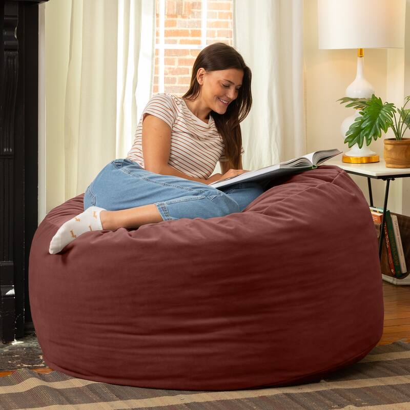 Jaxx Saxx 4ft - Large Round Bean Bag for Adults - Lush Velvet