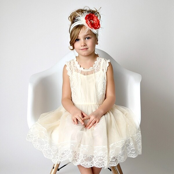 cream lace flower girl dress