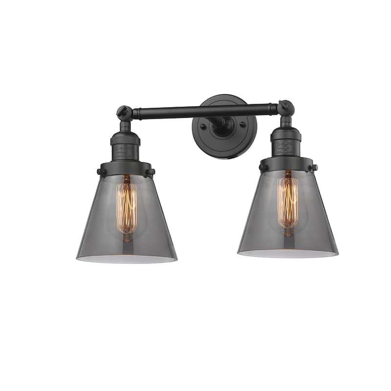 Innovations Lighting Small Cone 2 Light 16" Wide Bathroom Vanity Light - Oiled Rubbed Bronze / Smoked