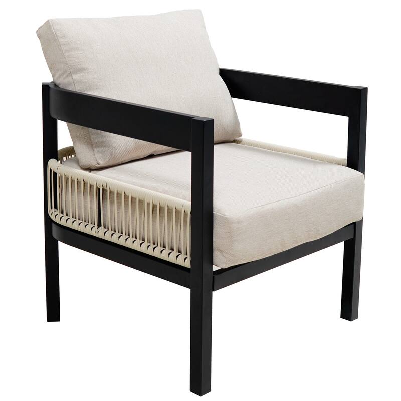 Multi-person Outdoor Iron Sofa Set with A table, Rattan Decoration, Waterproof, Rust-proof, Suitable for Garden