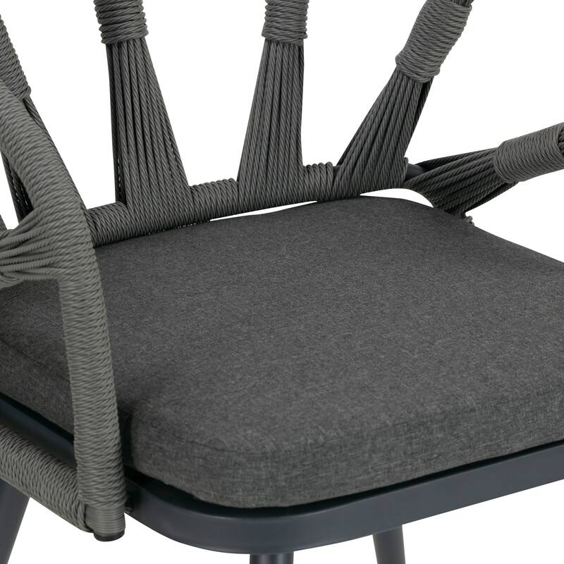 Set of 2 Binda Grey Outdoor Dining Chair with Hand-Woven Back