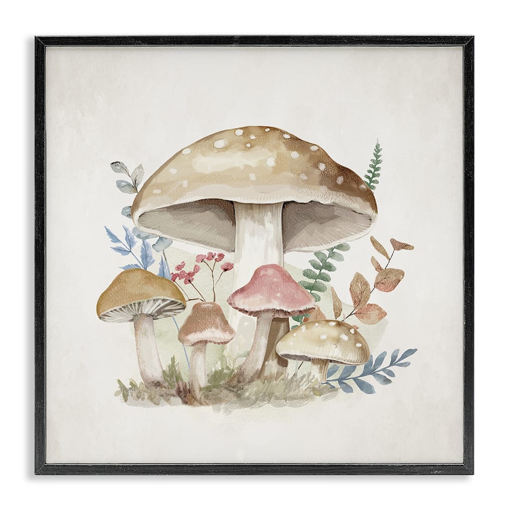 Stupell Neutral Cottage Mushrooms Framed Giclee Art Design By Mollie B.