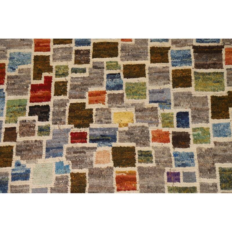 Hand Knotted Oriental 100% Wool Carpet Modern All-Over Greys & Charcoal Moroccan Area Rug - 8' 1'' X 5' 2''