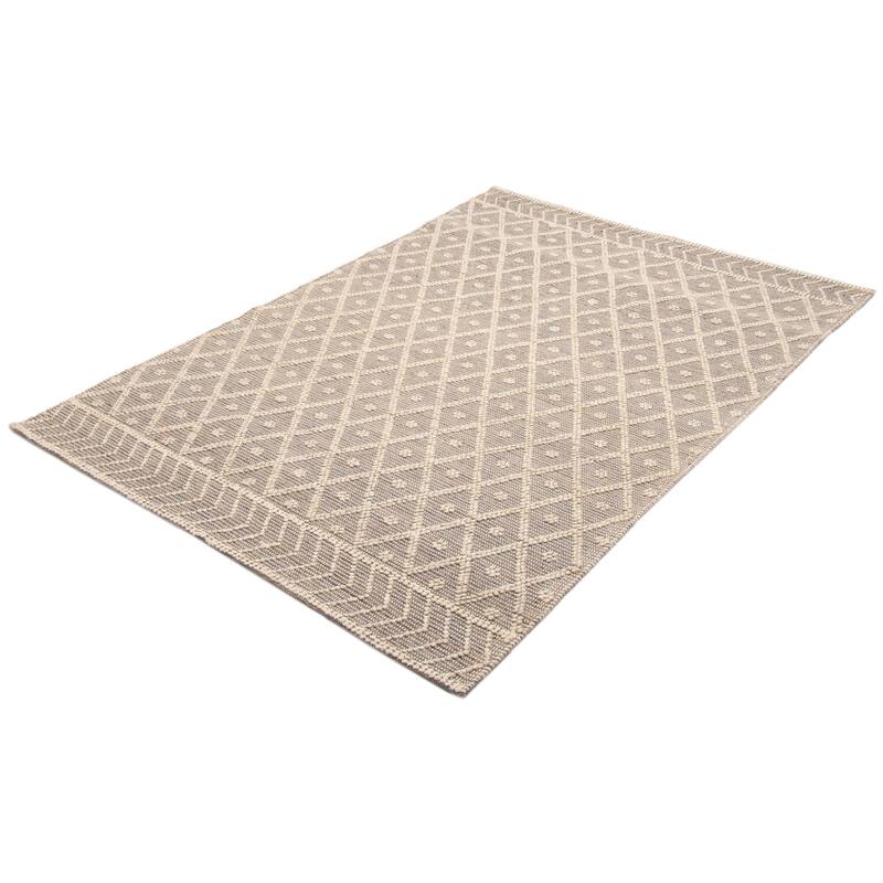 ECARPETGALLERY Braid weave Sienna Grey Wool Rug - 6'1 x 8'11