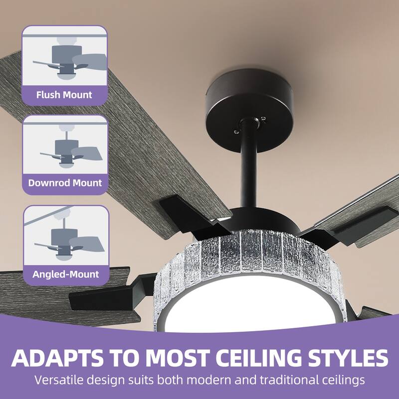Moasis 52 Inch Crystal Ceiling Fans with Lights and Remote Control - 52 Inches