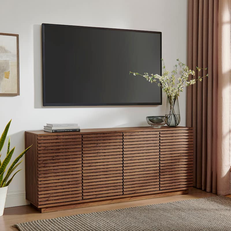Render 4-Door Fluted Sideboard Cabinet TV Stand - Walnut