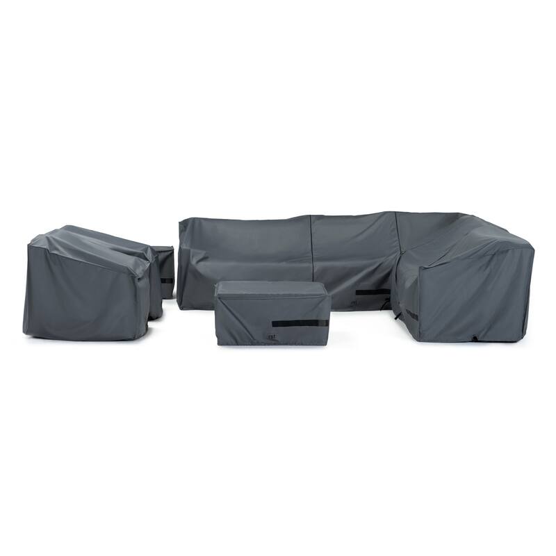 Kooper 9 Piece Polyester Outdoor Patio Sectional Deluxe Furniture Covers - Grey