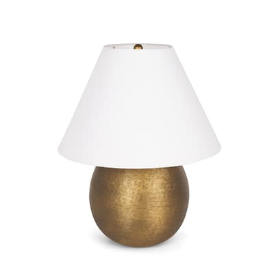 Sadiyah Antiqued Gold Brushed Metal w/ Cream Shade Table Lamp - 19.5L x 19.5W x 24.0H