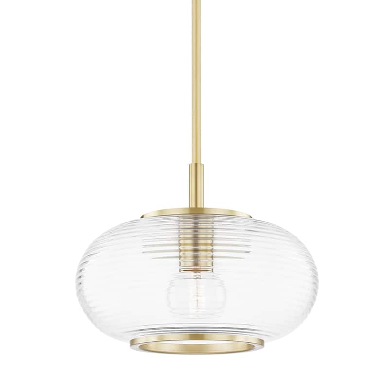 Mitzi by Hudson Valley Maggie 1-Light Pendant with Clear Glass - Aged Brass
