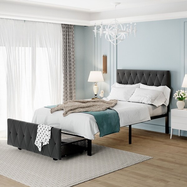 Tufted twin sale bed with storage