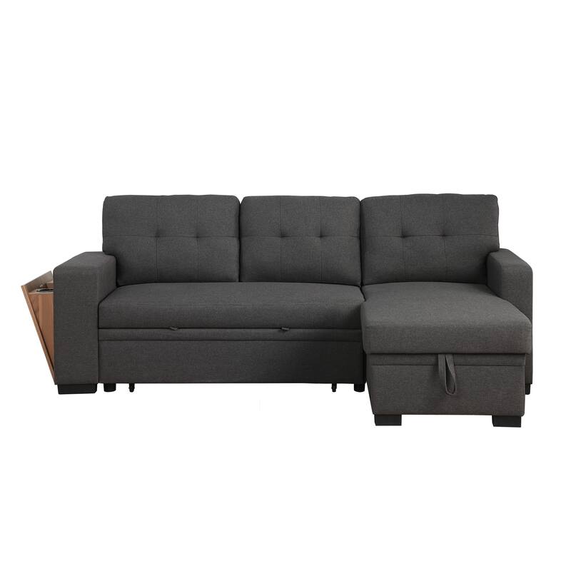 Green L - Shaped Wooden Accent Sofa With Storage Space
