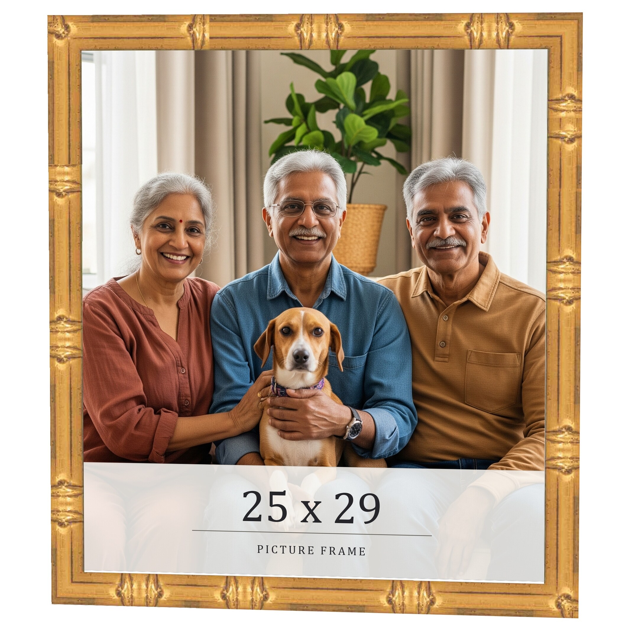 25x29 Frame Gold Bamboo Solid Wood Picture Frame | 1 Inch Moulding