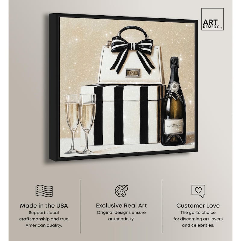 Black and White Striped Glam Canvas by Art Remedy