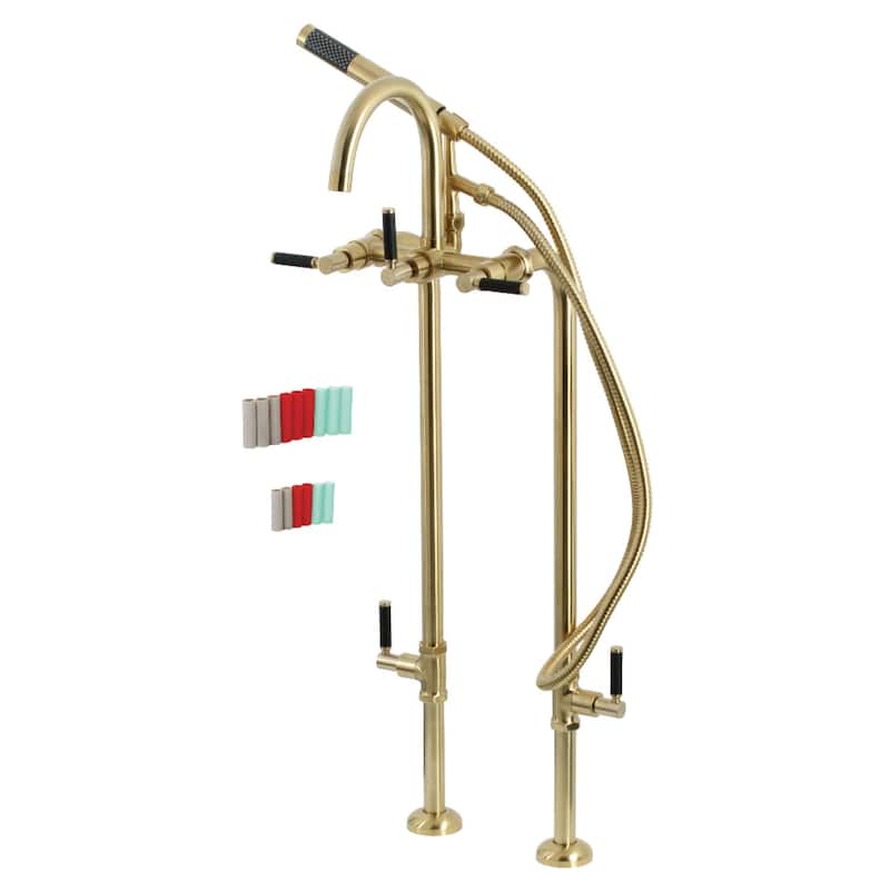 Kingston Brass Concord Floor Mounted Tub Filler with Built-In Diverter - Brushed Brass