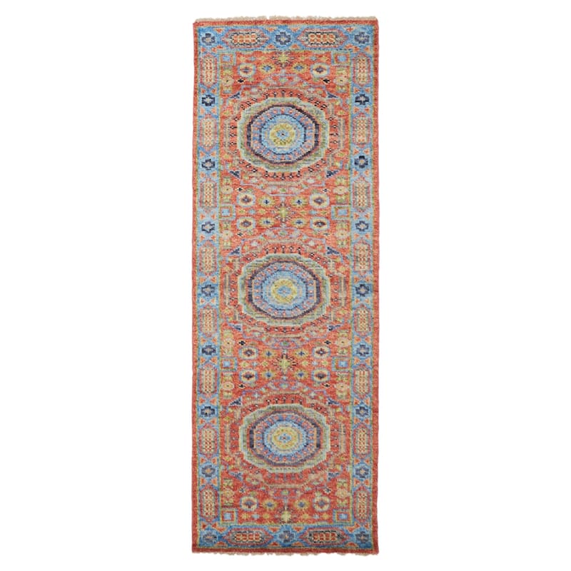 ECARPETGALLERY Hand-knotted Mamluk Light Red Wool Rug - 2'8 x 7'11