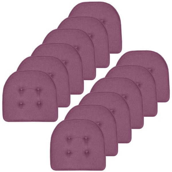 slide 2 of 5, U-Shaped Memory Foam Chair Pad Pairs (Assorted Colors) - 16"x17" Set of 12 - Purple