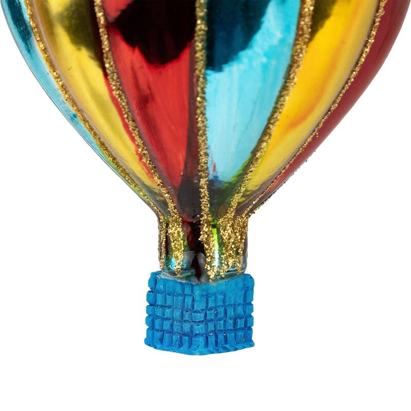 3.75" Shiny Multi Hot Air Balloon Glass Christmas Hanging Ornament