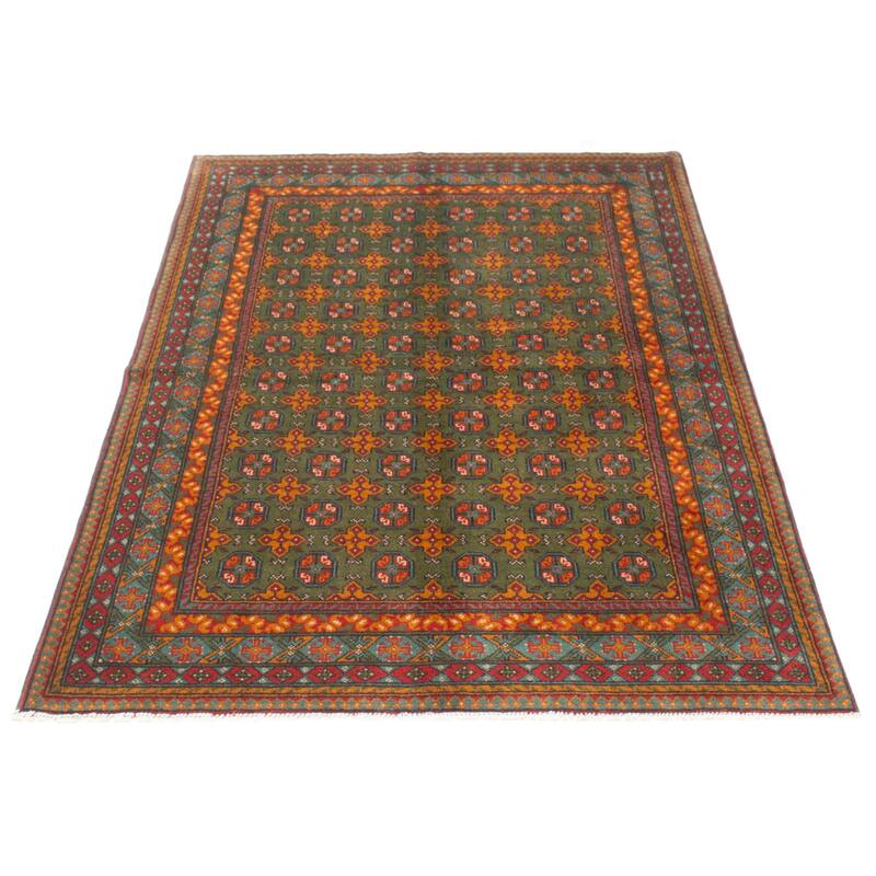 ECARPETGALLERY Hand-knotted Uzbek Kargahi Green Wool Rug - 5'7 x 7'10