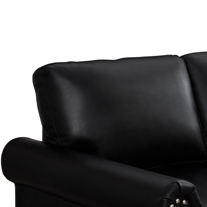 Classic Living Room Nails Sofa Faux Leather