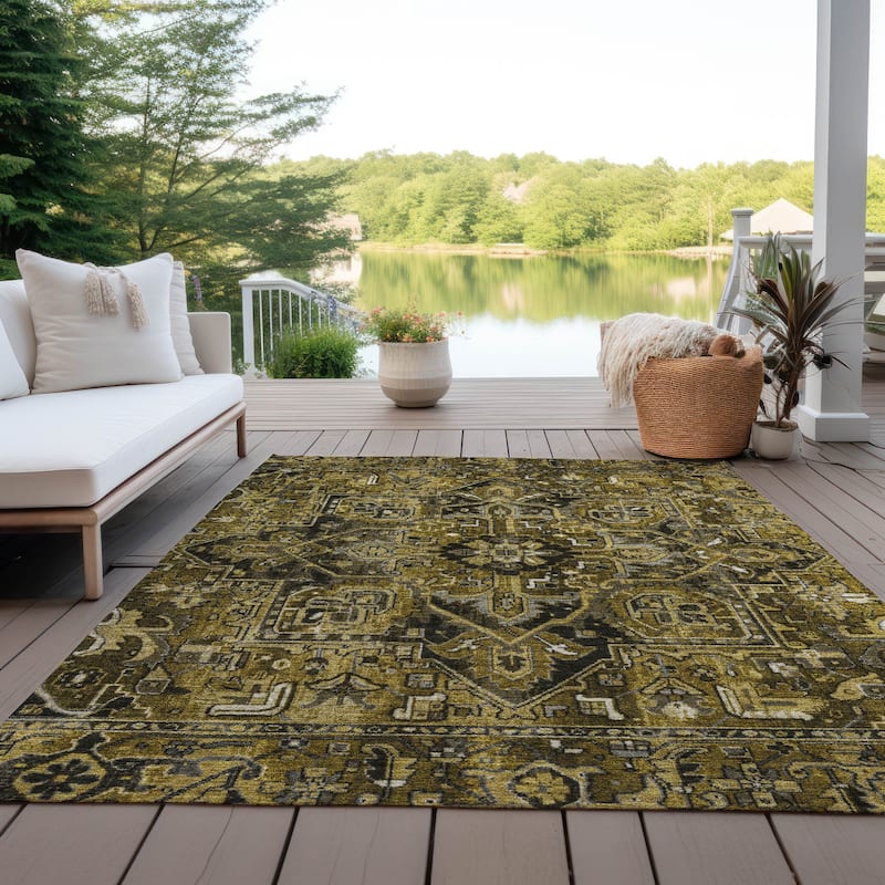 Machine Washable Indoor/ Outdoor Traditional Boho Chantille Rug