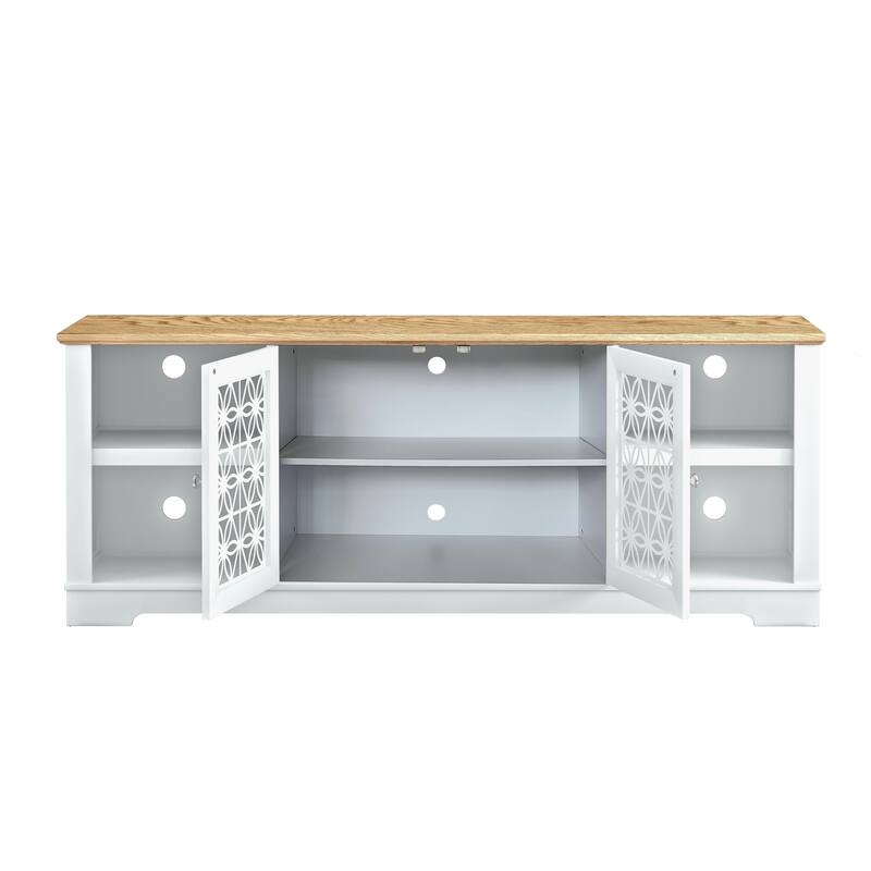 70 in. Rustic Decorative Floral Door TV Stand for up to 80" TVs