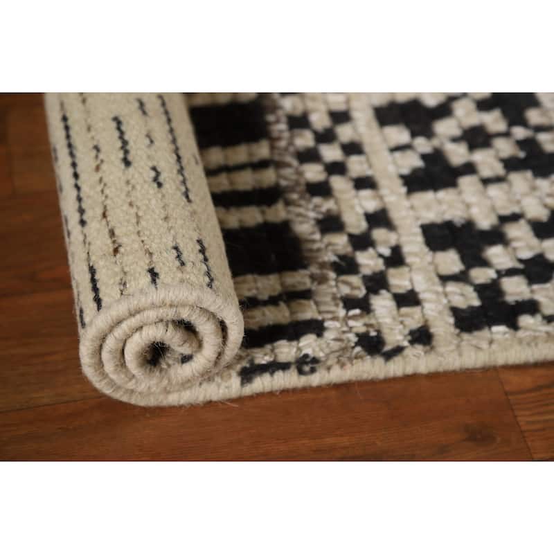 Geometric Moroccan Indian Foyer Rug Hand-Knotted Wool Carpet - 2'0"x 3'0"