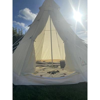 SAM&HAIBEI Bell Tent 4 Season 9.85ft Glamping Tent, Hot Tent,Ideal for Family Camping, Hiking,Canvas Tent with Aluminum Pole