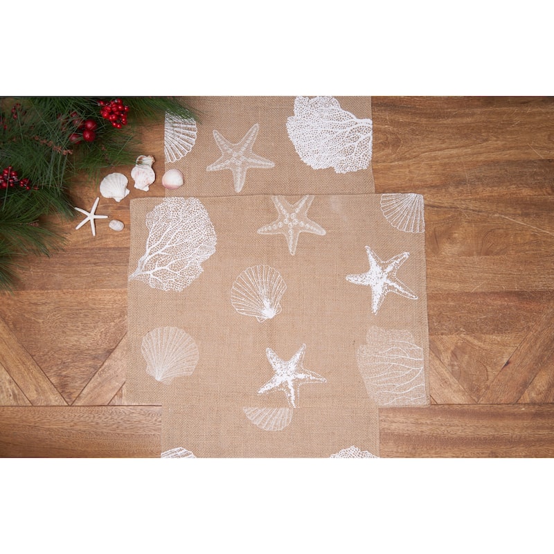 Sandy Coast Starfish Coral Shells Placemats Set of 6 Beach Coastal, 14" x 20"