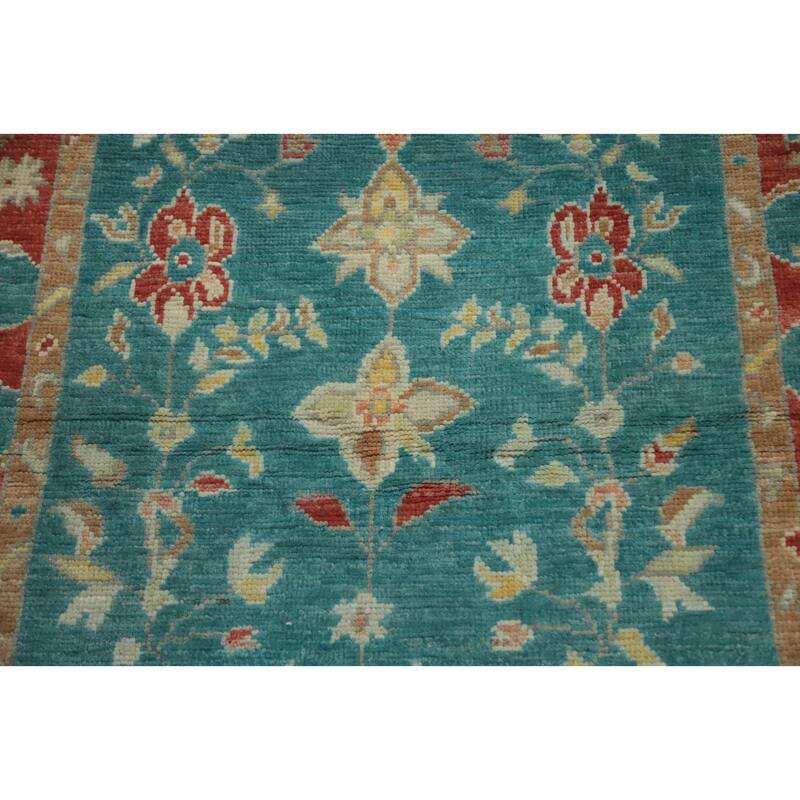 Hand Knotted Oriental 100% Wool Carpet Transitional All-Over Green Oushak Area Rug - 5' 5'' X 3' 2''