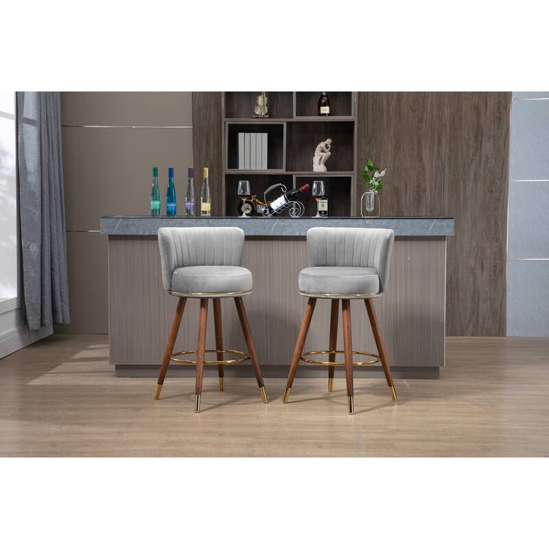 Counter Height Bar Stools Set of 2 for Kitchen Counter Solid Wood Legs