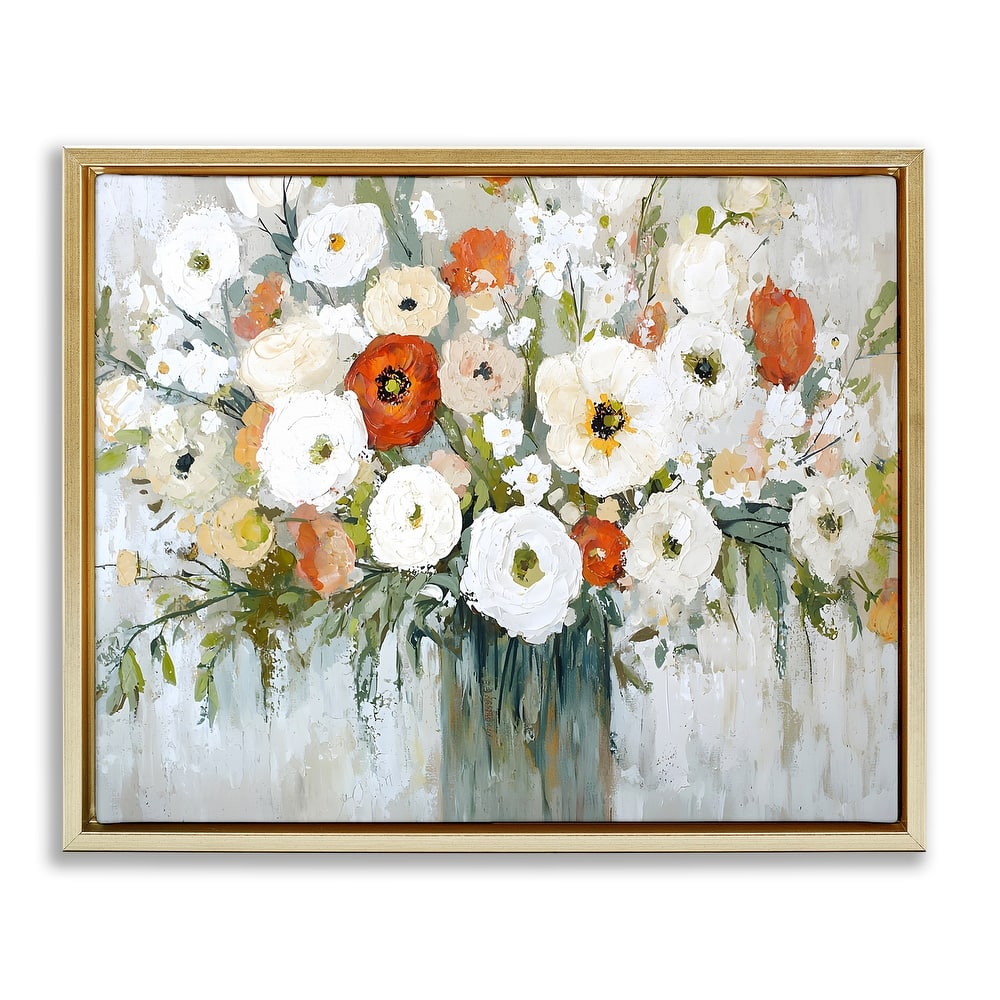 Stupell Ivory & Ruby Bouquet Framed Floater Canvas Wall Art Design By Franklyn Gregory