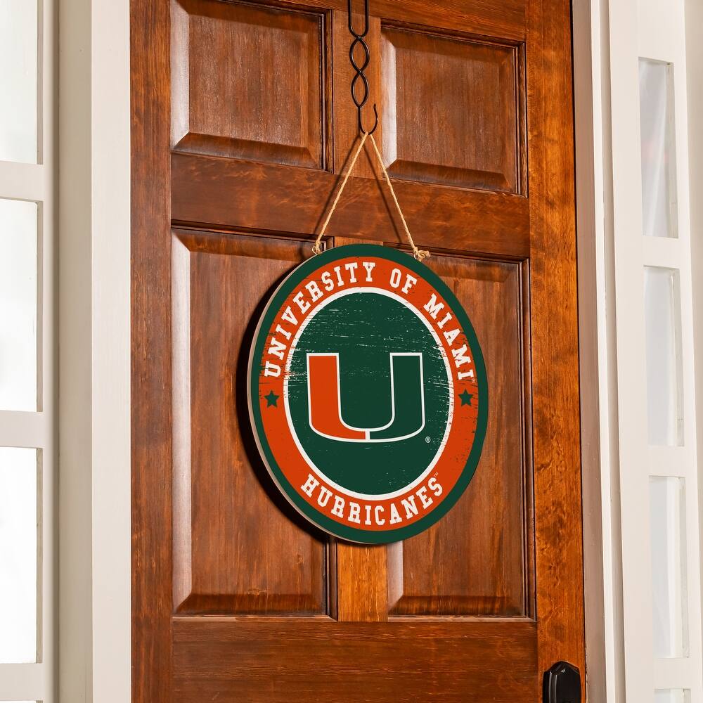 University of Miami Wooden Door Decor Wall Sign - Multi-Color