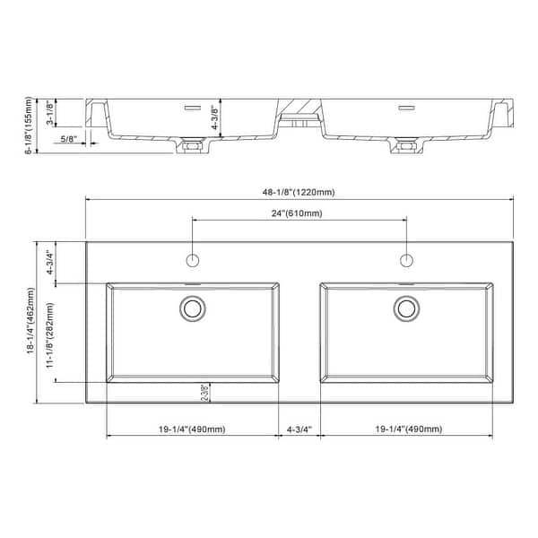 dimension image slide 0 of 15, Dowell 18" FTB Resin Bathroom Vanity Basin