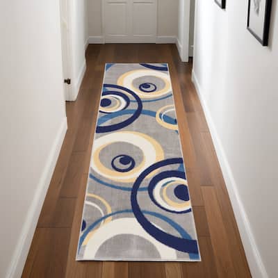 Luyah Power Loomed Geometric Modern Area Rug By HomeRoots - 90' X '27' X '0.5