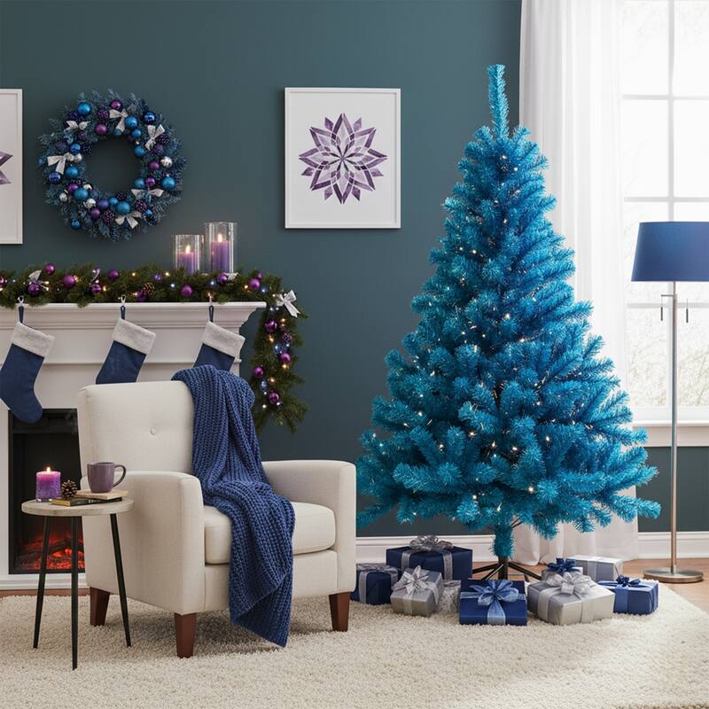 6' Cerulean Blue Pine Artificial Christmas Tree, Unlit - 6 Foot